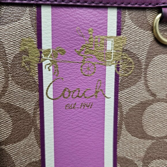 Coach Heritage Stripe Swingpack Monogram Signature Purple Crossbody Bag - Picture 2 of 10